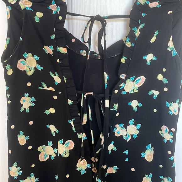 Free People flirty lemon 🍋 print black dress - Picture 3 of 8